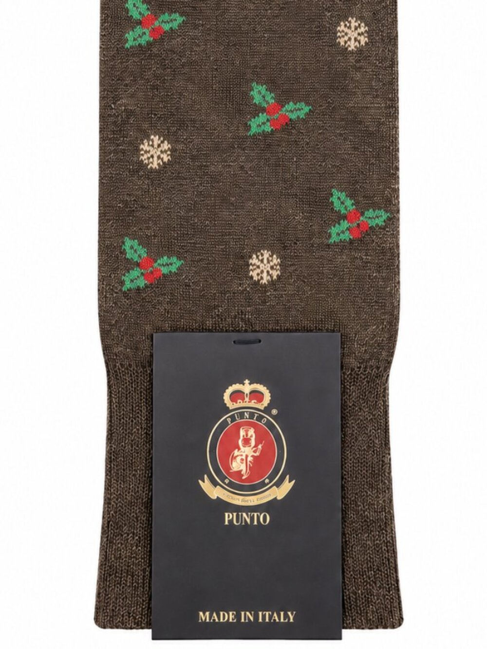 Punto Italian Egyptian Cotton Dress Socks Mens Dark Gray Snowflake Christmas
